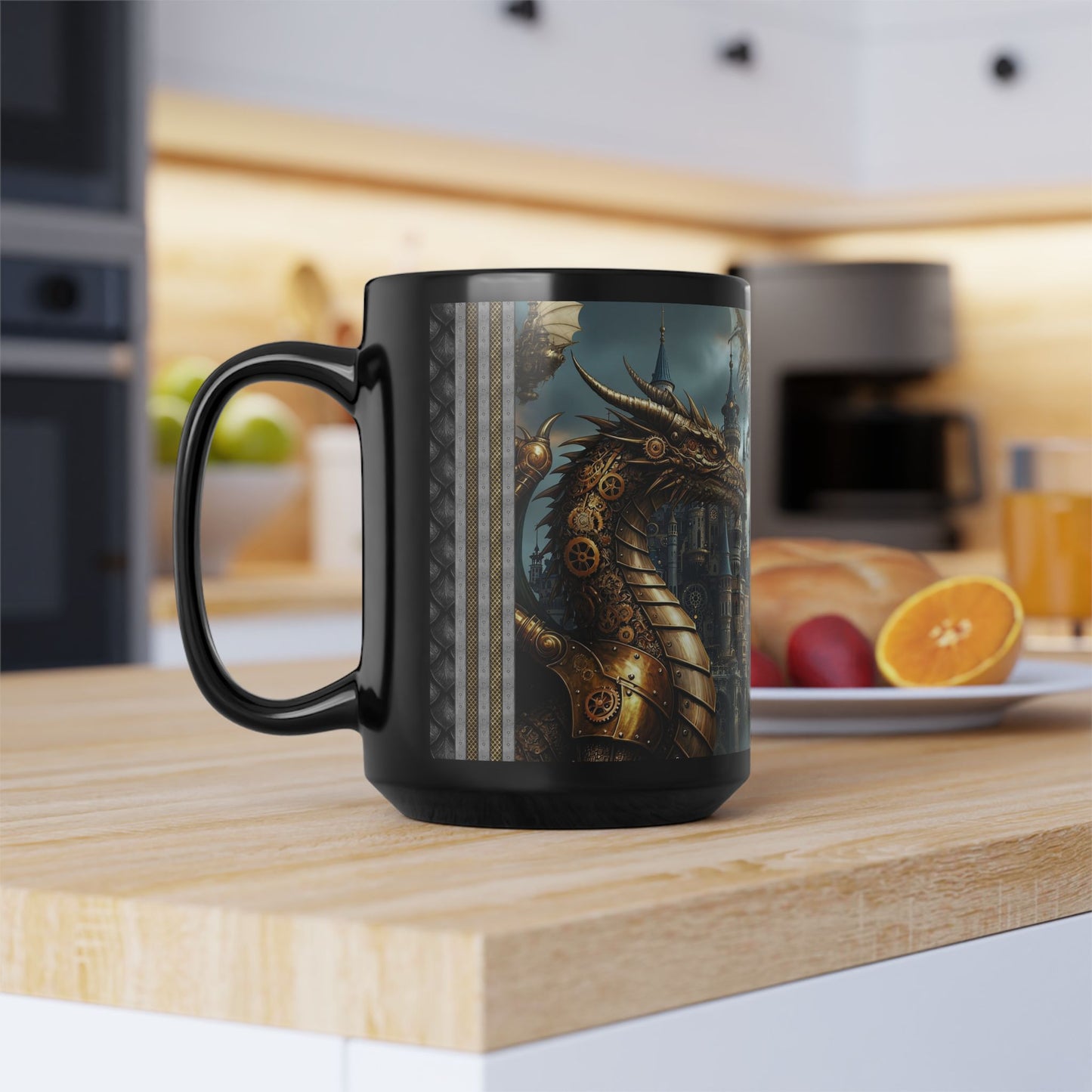 Black Mug-15oz:  "Dragons Steampunk 2" Panel