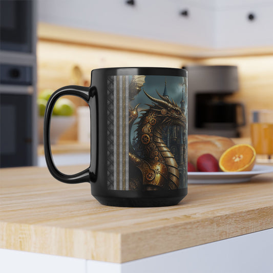Black Mug-15oz:  "Dragons Steampunk 2" Panel