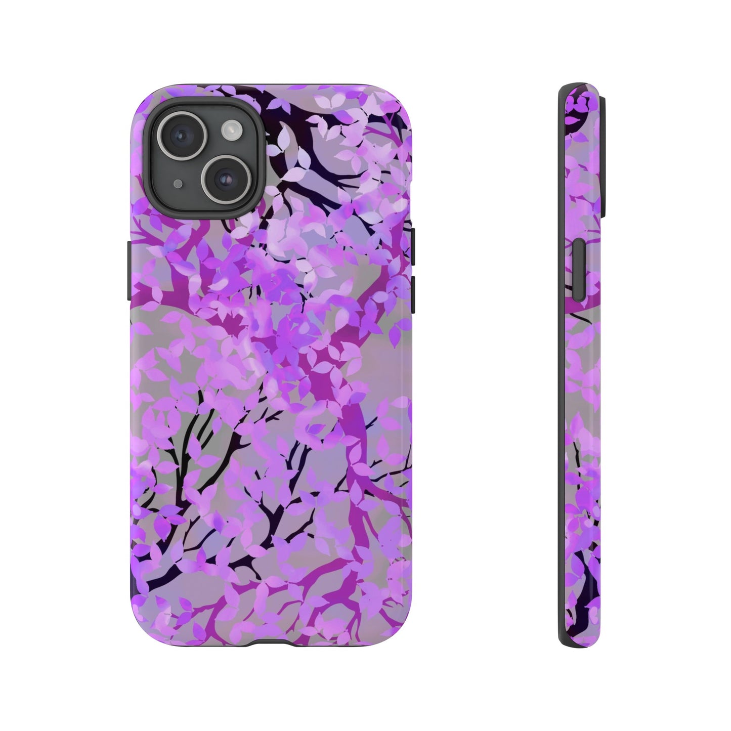 Apple I-Phone 15 (Series) Tough Case-Phone Case:  Dreamscapes [Purple Leaves]