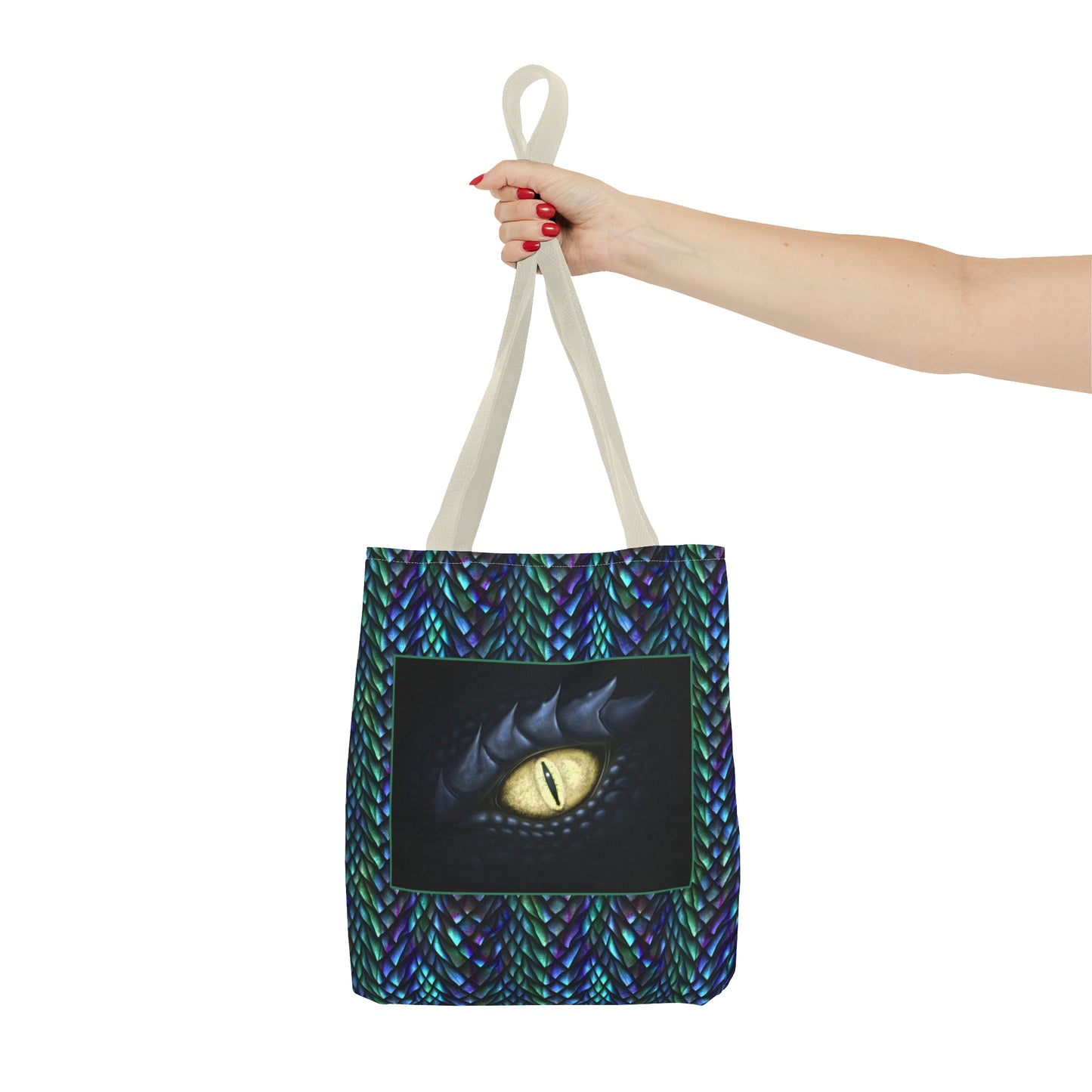 Tote Bag: large-18x18; "Dragons" [Sheen Scales 1-Black Eye W/White]
