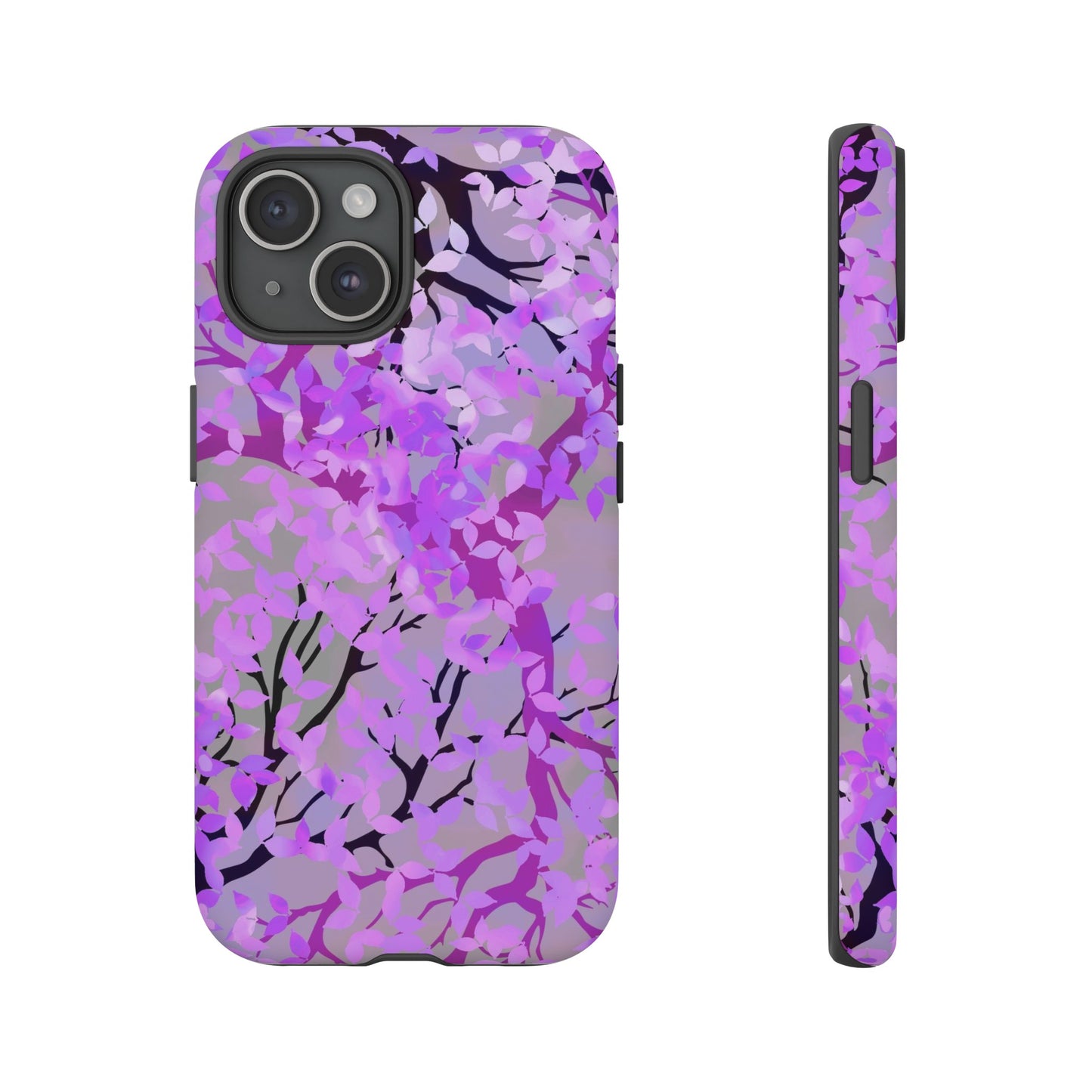 Apple I-Phone 15 (Series) Tough Case-Phone Case:  Dreamscapes [Purple Leaves]