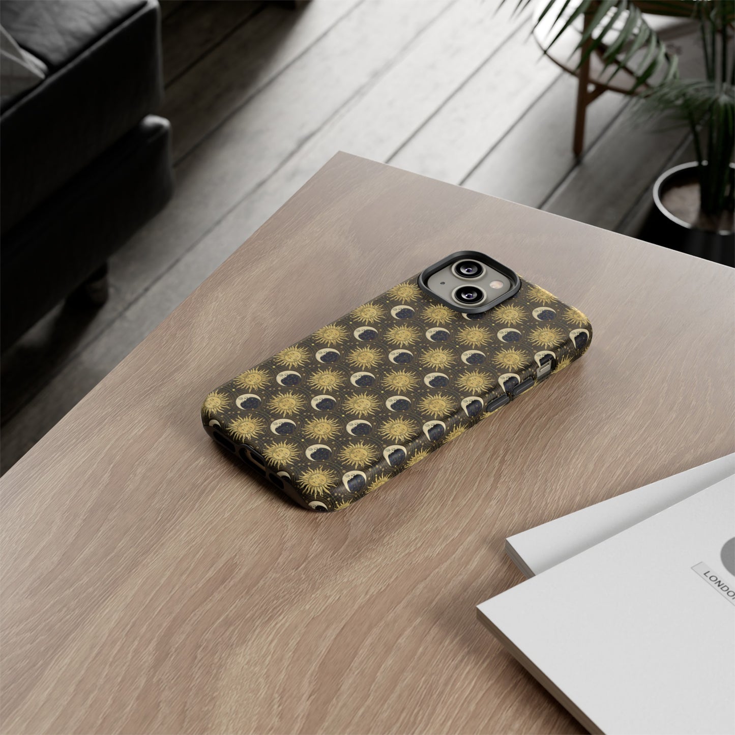 Apple I-Phone 14 (Series)-Tough Case-Phone Case: The Sun, The Moon, And The Stars [Gold Suns, Smiling Moons]