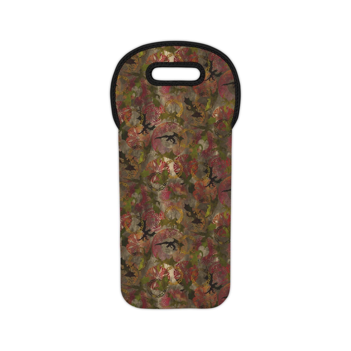 Colorful Wine Tote Bag:  Dragons [Light Green Panel]