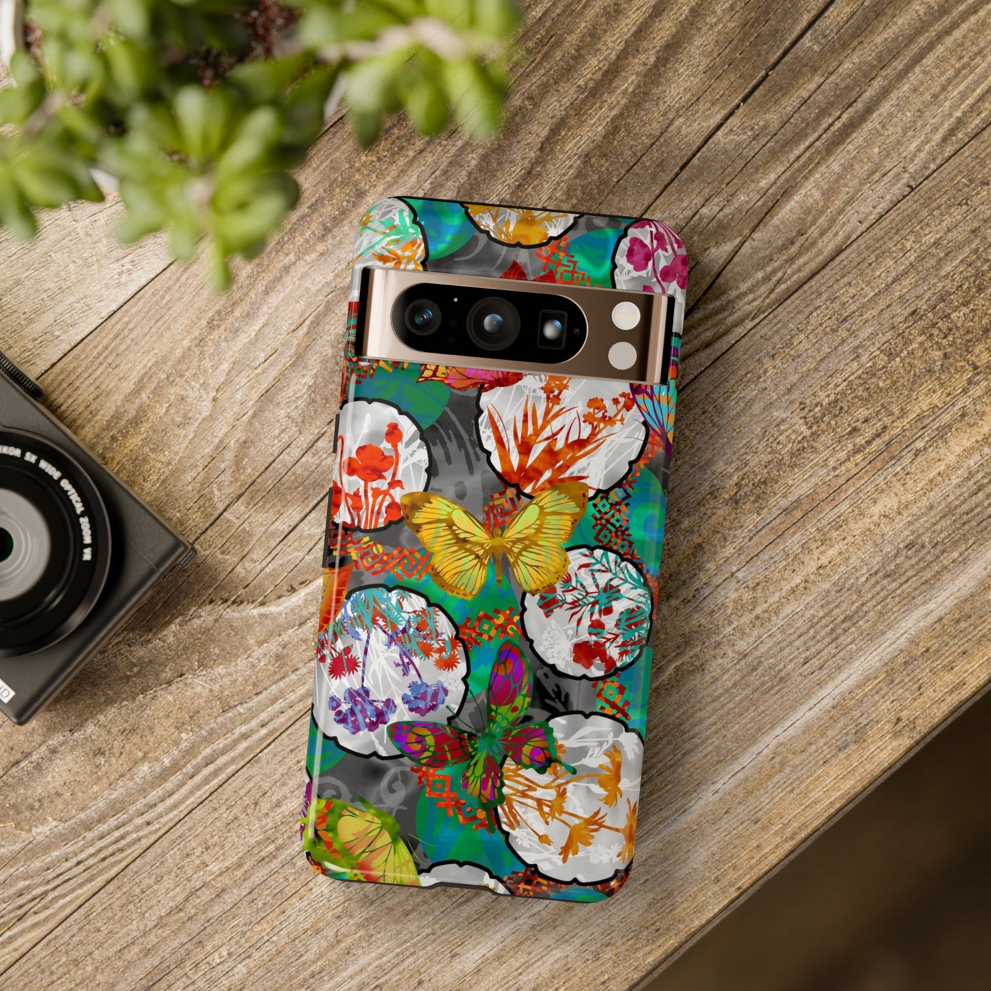 Android Google Pixel (Series) Tough Case-Phone Case:  Dreamscapes [Green Butterflies]