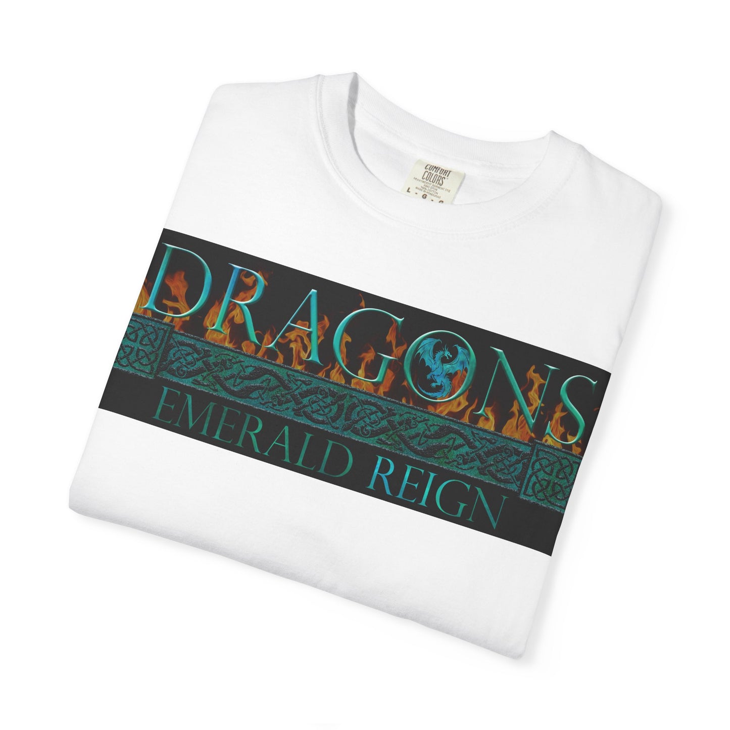 Unisex Heavy Cotton Tee:  "Emerald Dragons" [Banner/Panel]
