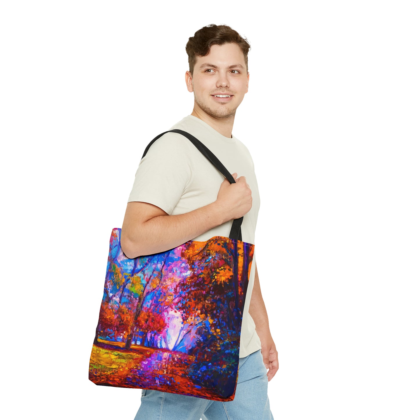 Tote Bag:  large-18x18;  "Year of Art" [Fall Trees w/Path Cover]