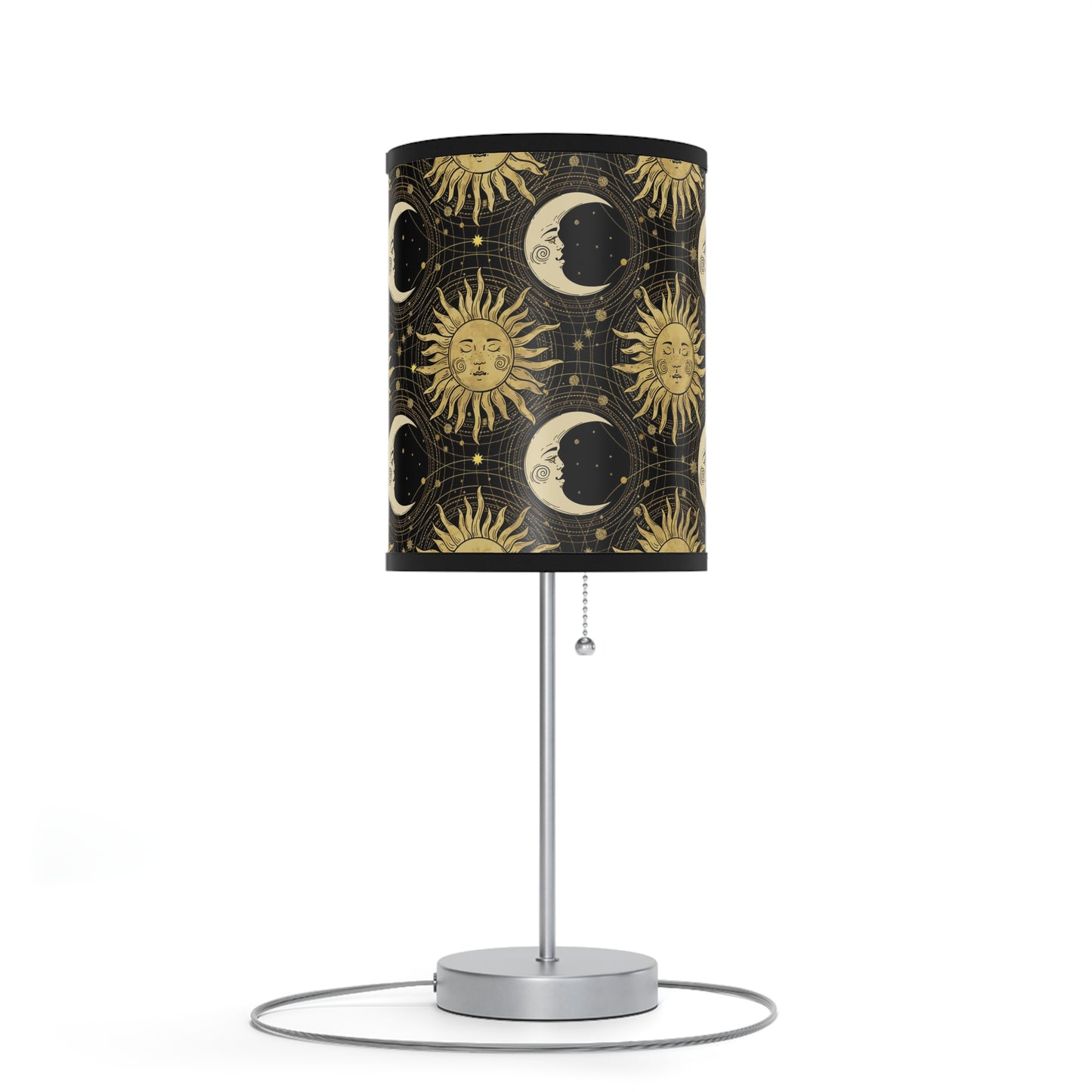Table Lamp: Silver Base - The Sun, The Moon, and The Stars [Gold Sun and Moons]