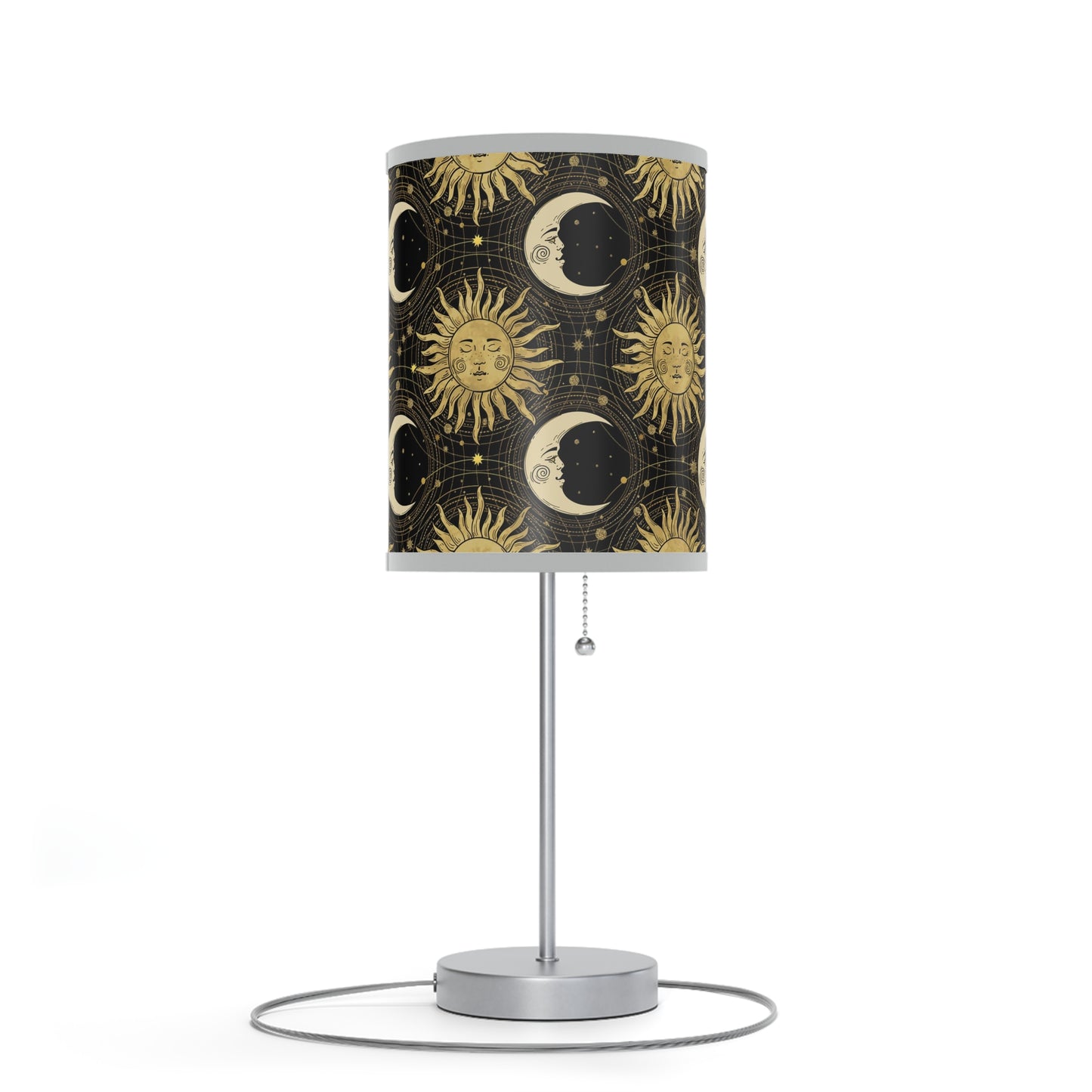 Table Lamp: Silver Base - The Sun, The Moon, and The Stars [Gold Sun and Moons]