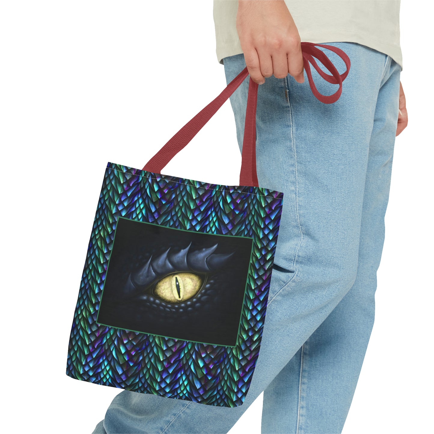 Tote Bag: large-18x18; "Dragons" [Sheen Scales 1-Black Eye W/White]