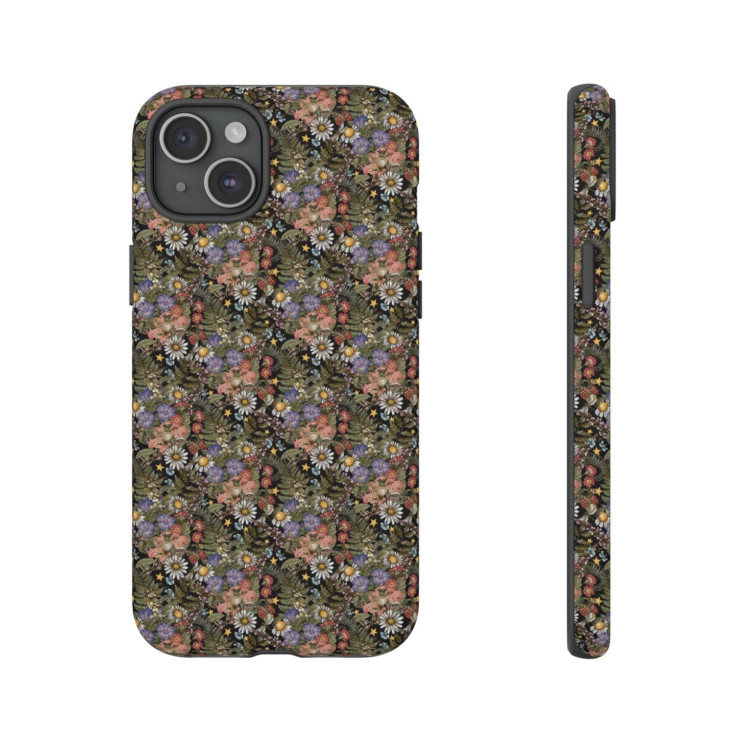 Apple I-Phone 15 Tough Case-Phone Case:  The Sun, The Moon, The Stars [Flowers]
