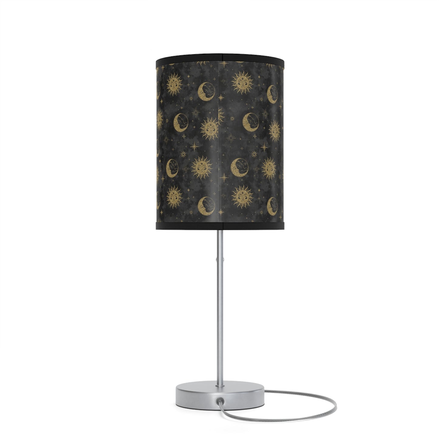 Table Lamp: Silver Base; The Sun, The Moon, and The Stars [Gold Suns and Moons]