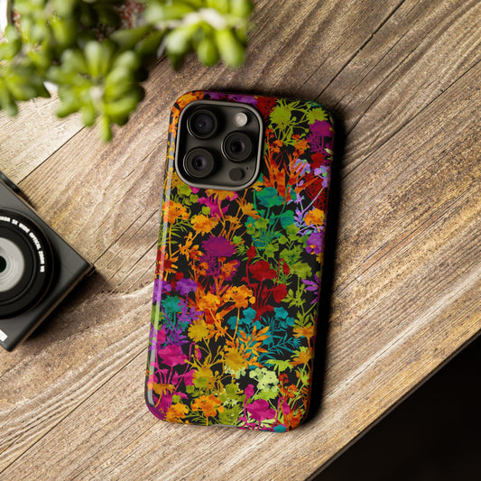 Apple I-Phone 15(Series)-Tough Case-Phone Case:  Dreamscapes [Field of Flowers-Black]