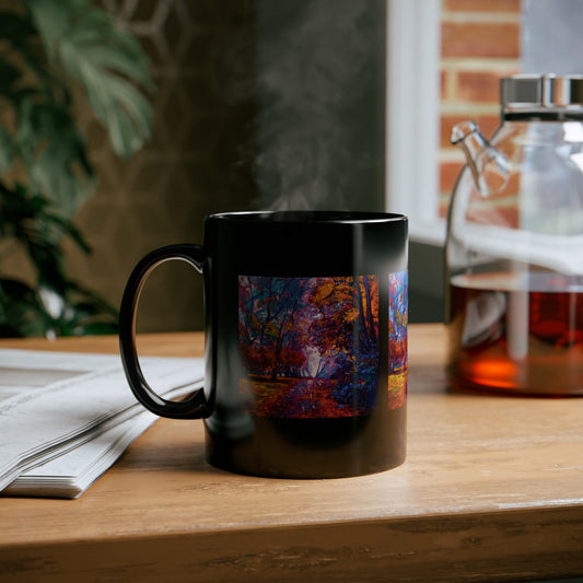 Ceramic Mug:  Black;  Year of Art [Fall Trees-Border]