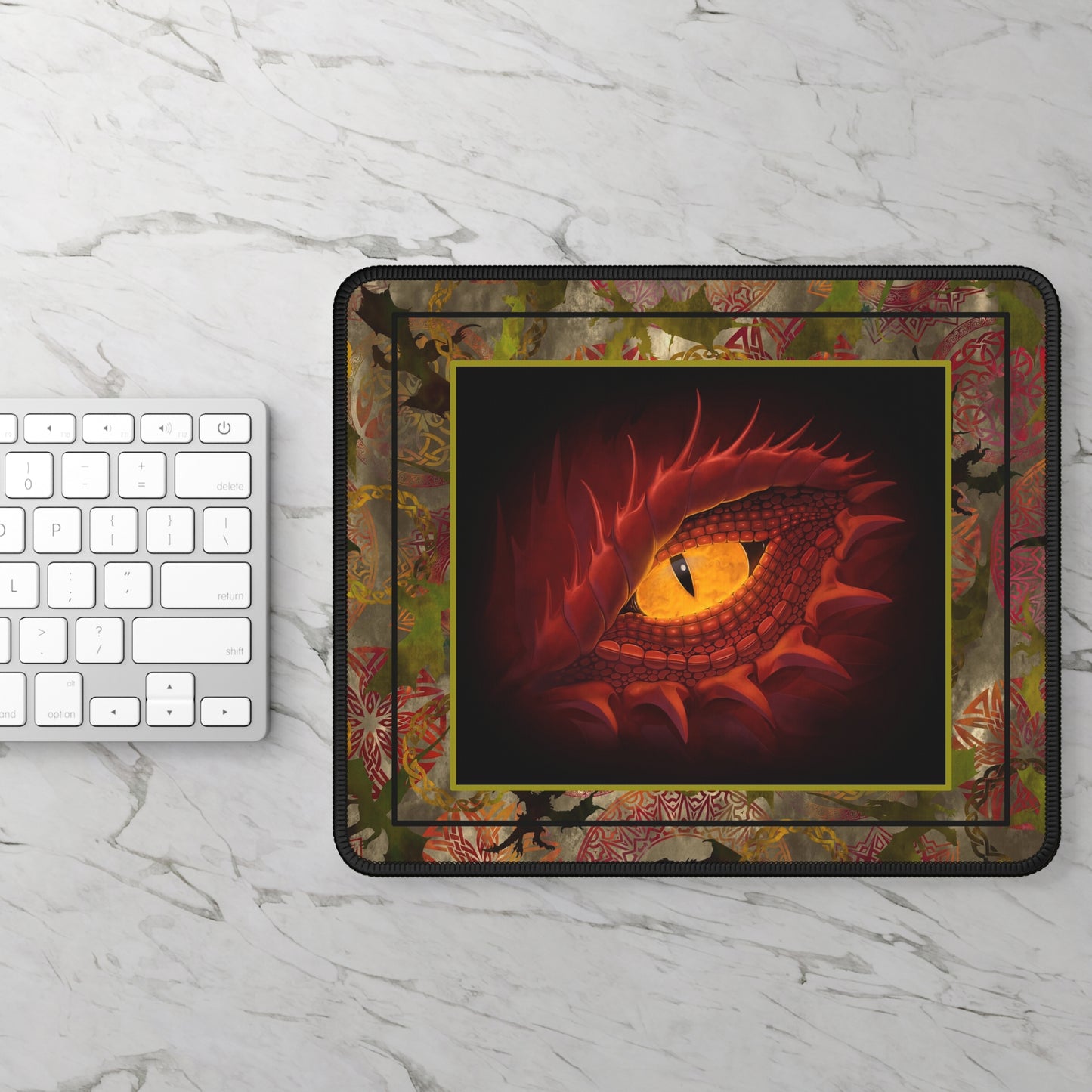 Mouse Pad-Gaming;  9x7 - "Dragons" [Green light-Red Eye]