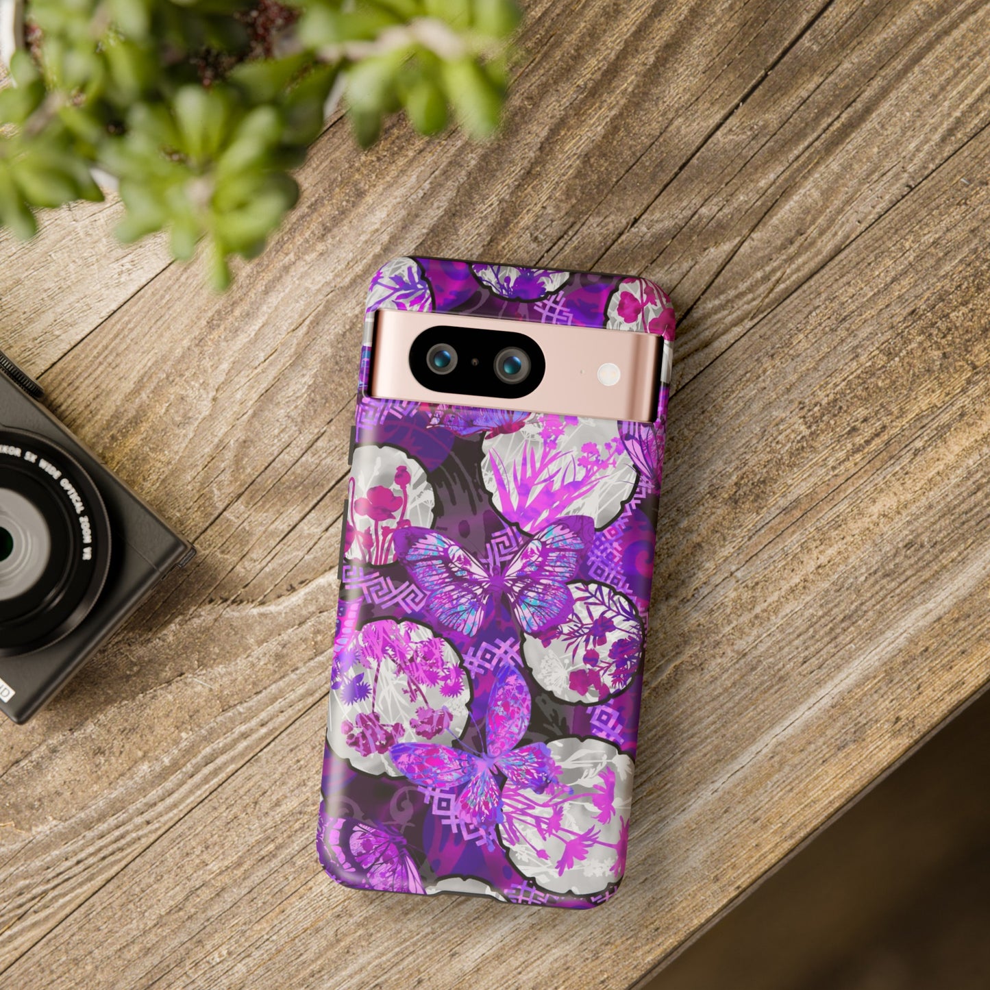 Google Pixel Tough Case-Phone Case: Dreamscapes [Bright Purple Butterflies]