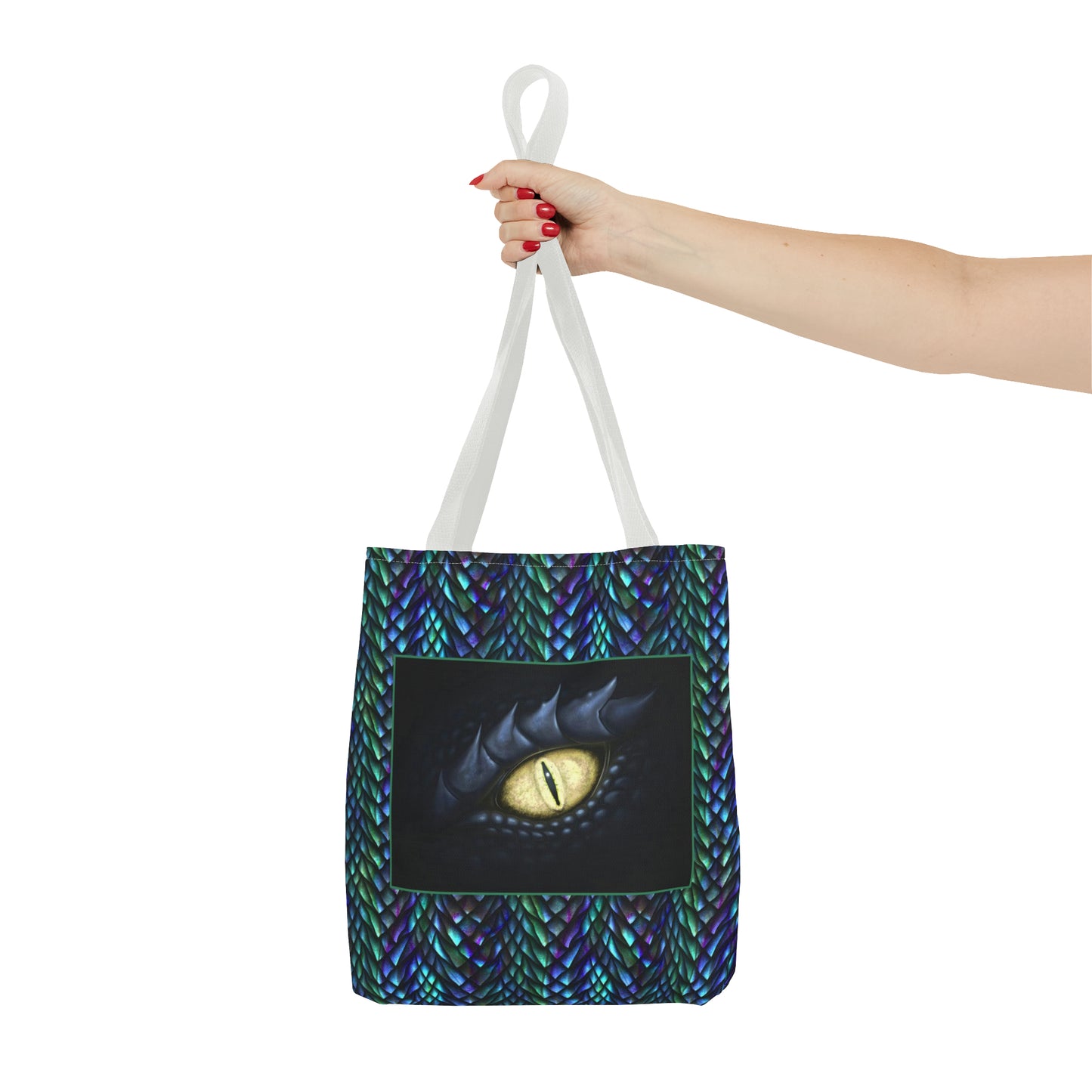 Tote Bag: large-18x18; "Dragons" [Sheen Scales 1-Black Eye W/White]
