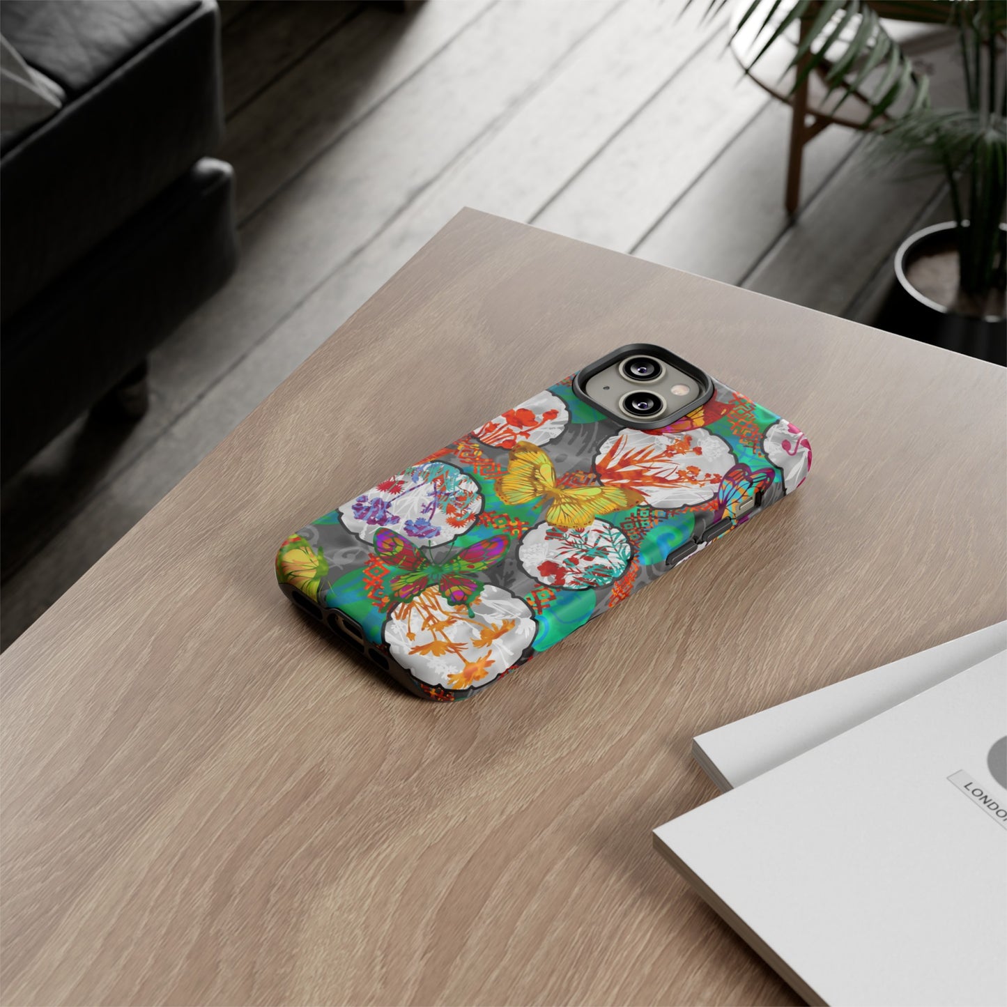 Apple I-Phone 14 (Series)-Tough Case-Phone Case:  Dreamscapes [Teal Butterflies]