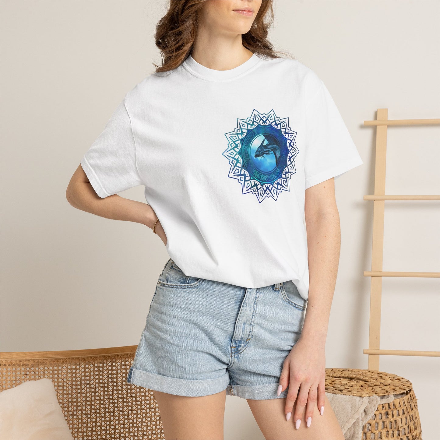 Unisex Heavy Cotton Tee:  "Dragons" [Blue Fury]