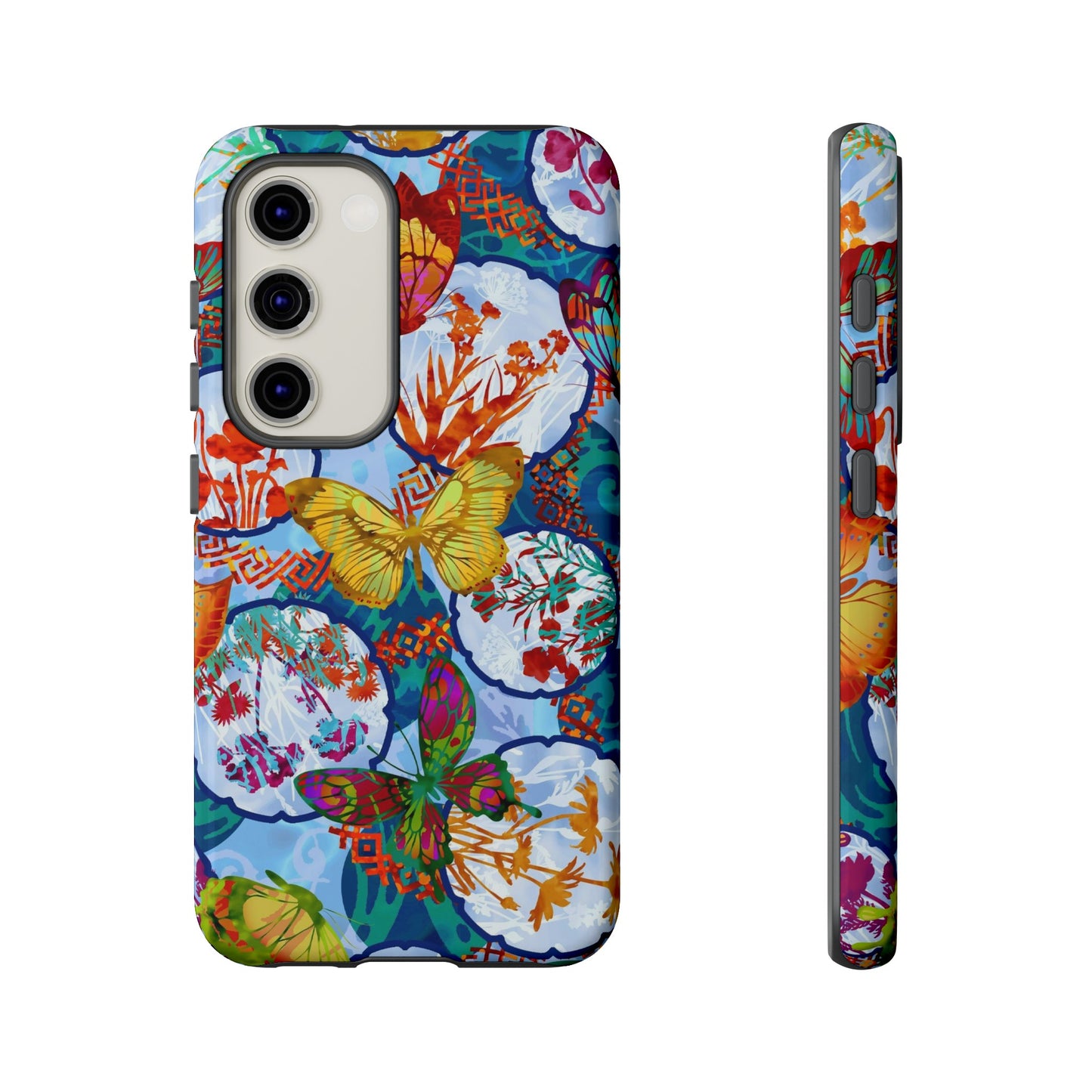 Samsung Galaxy Series Tough Case-Phone Case: Dragons [Light Blue Butterflies]
