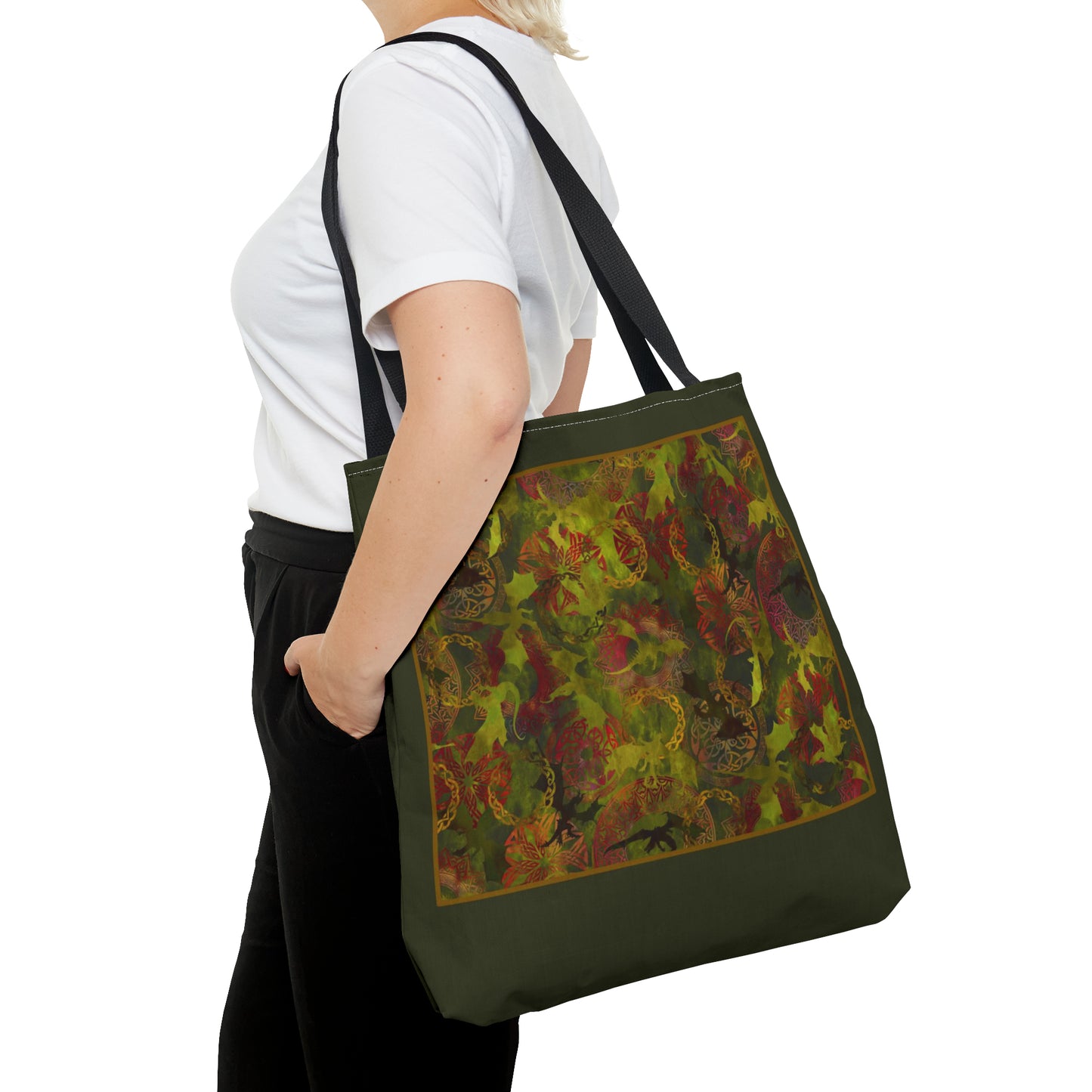 Tote Bag:  large-18x18;  "Dragons" [Green Panel]