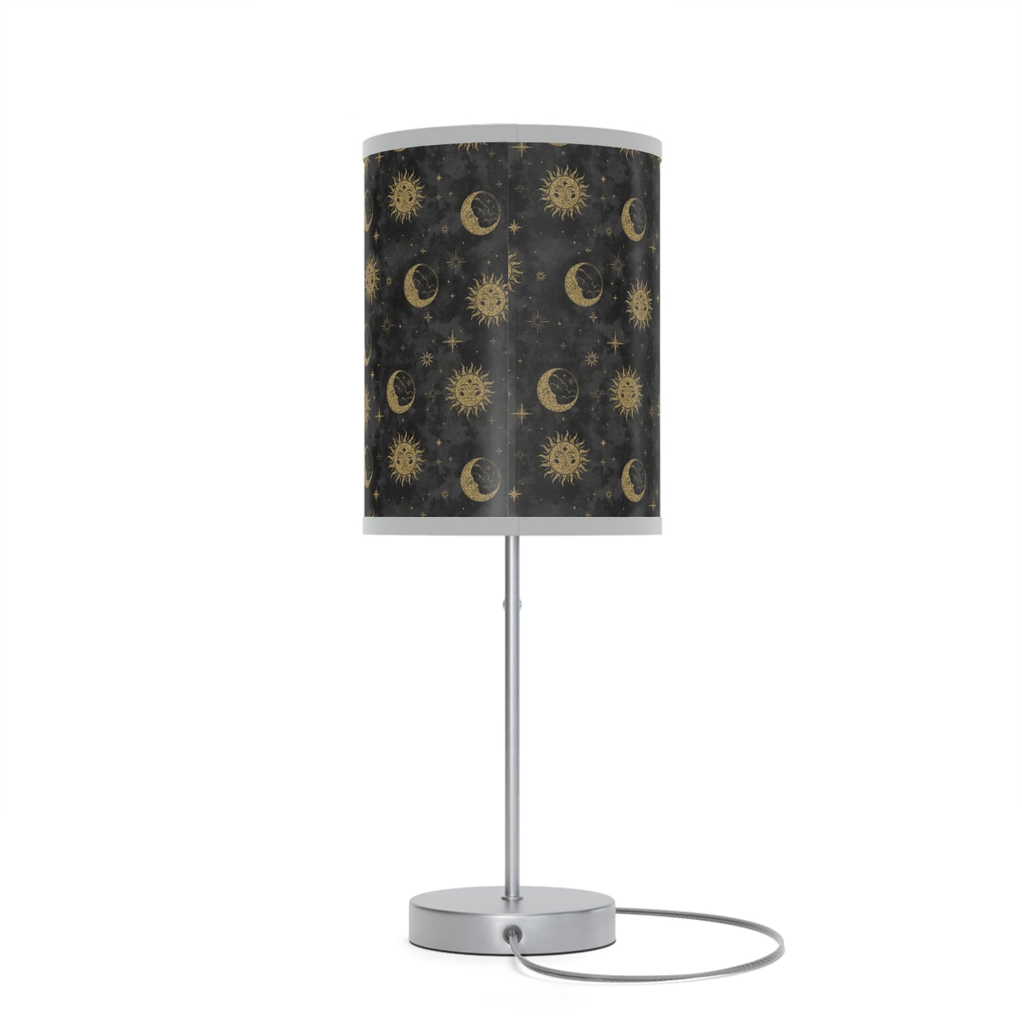 Table Lamp: Silver Base; The Sun, The Moon, and The Stars [Gold Suns and Moons]