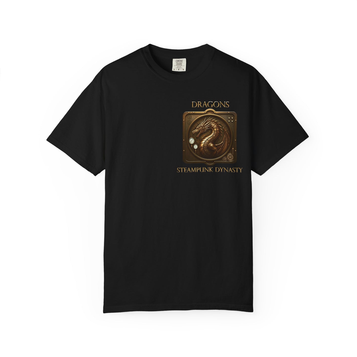Unisex Heavy Cotton Tee:  "Steampunk Dragons" [Banner/Panel]