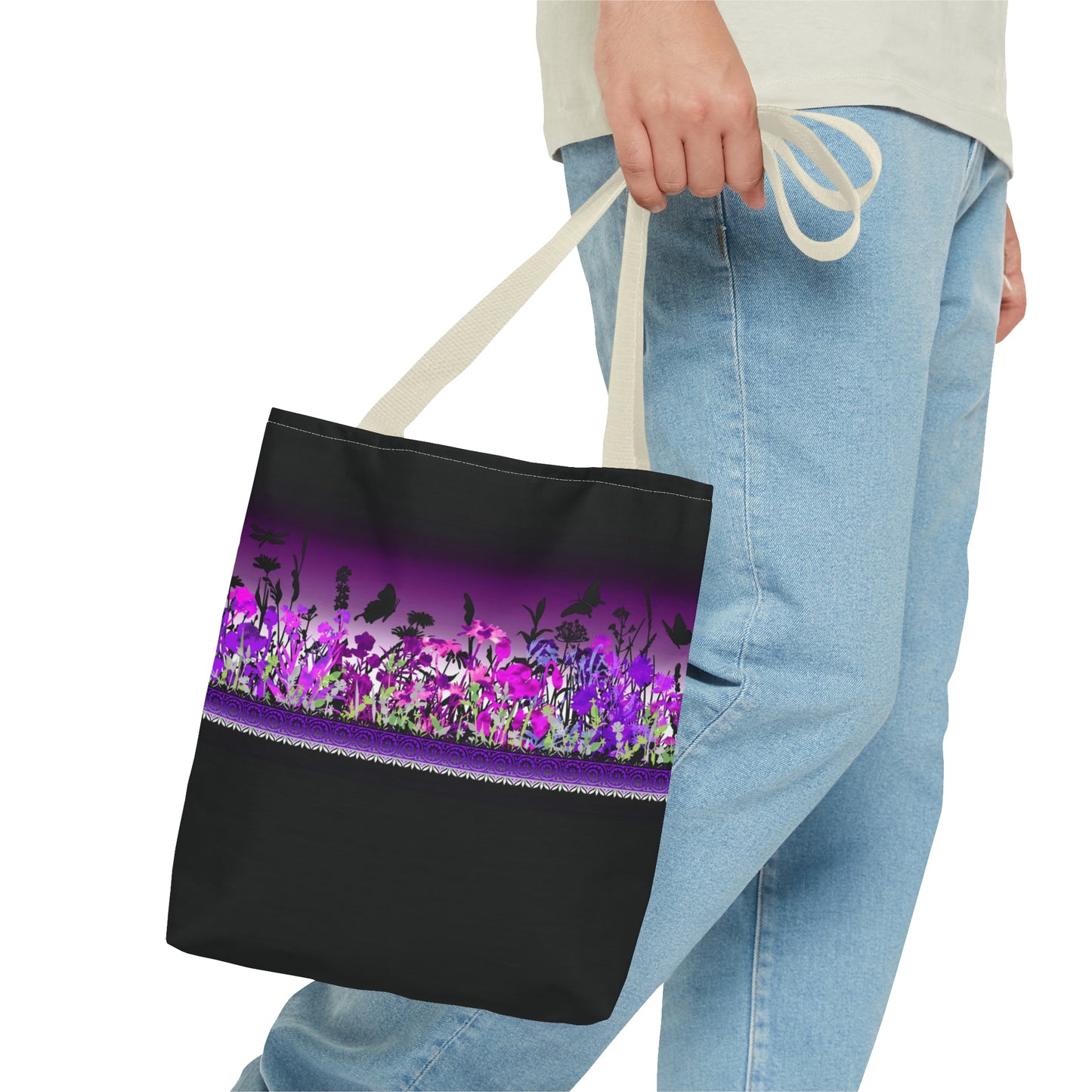 Tote Bag:  Large-18x18; Dreamscapes-Purple Border