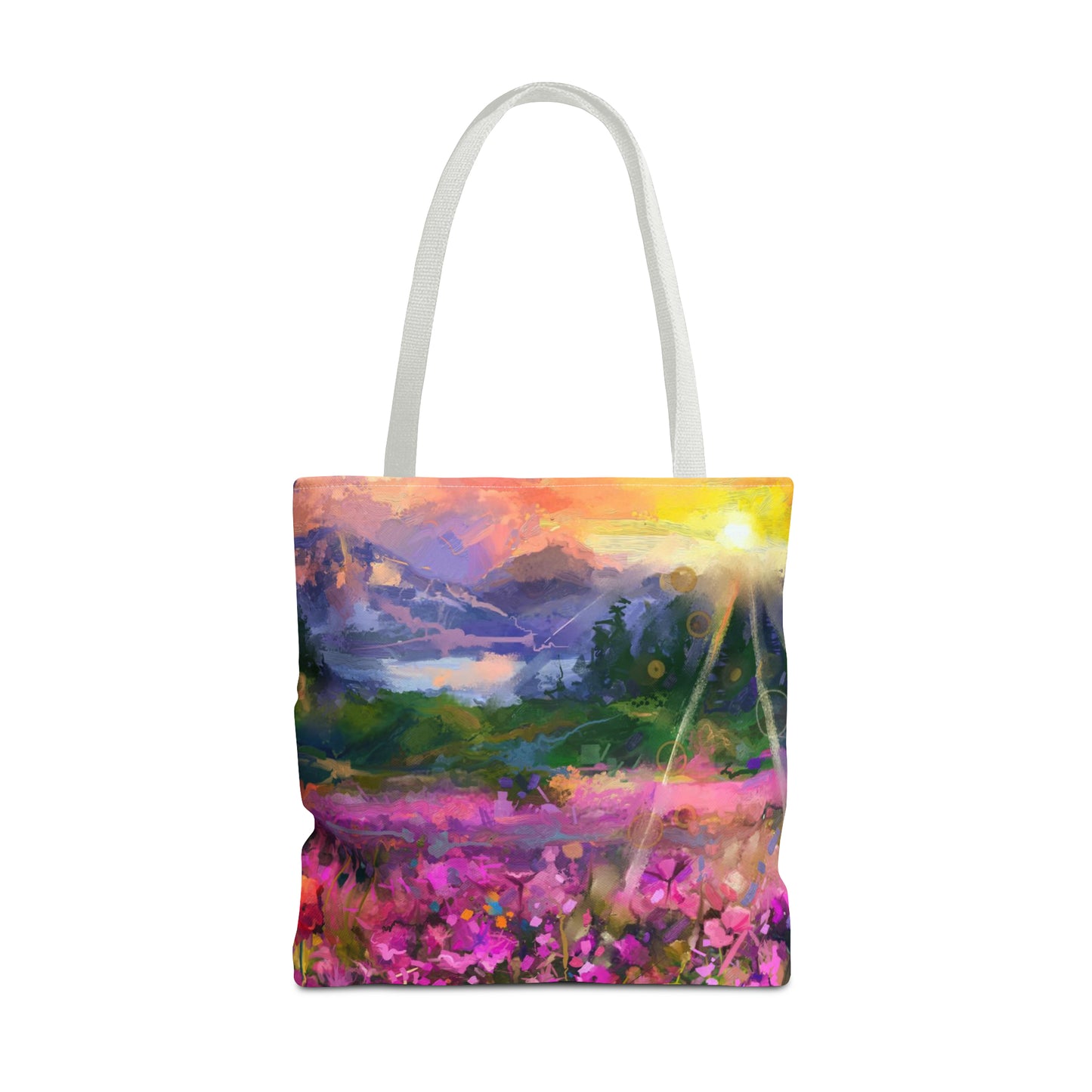 Tote Bag:  large-18x18;  "Year of Art" [Flowers on Mountain]