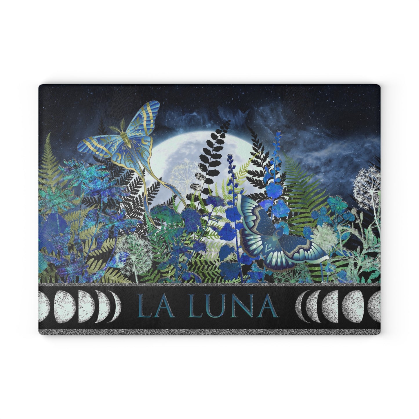 Glass Cutting Board (11"x15"):  La Luna [Border]