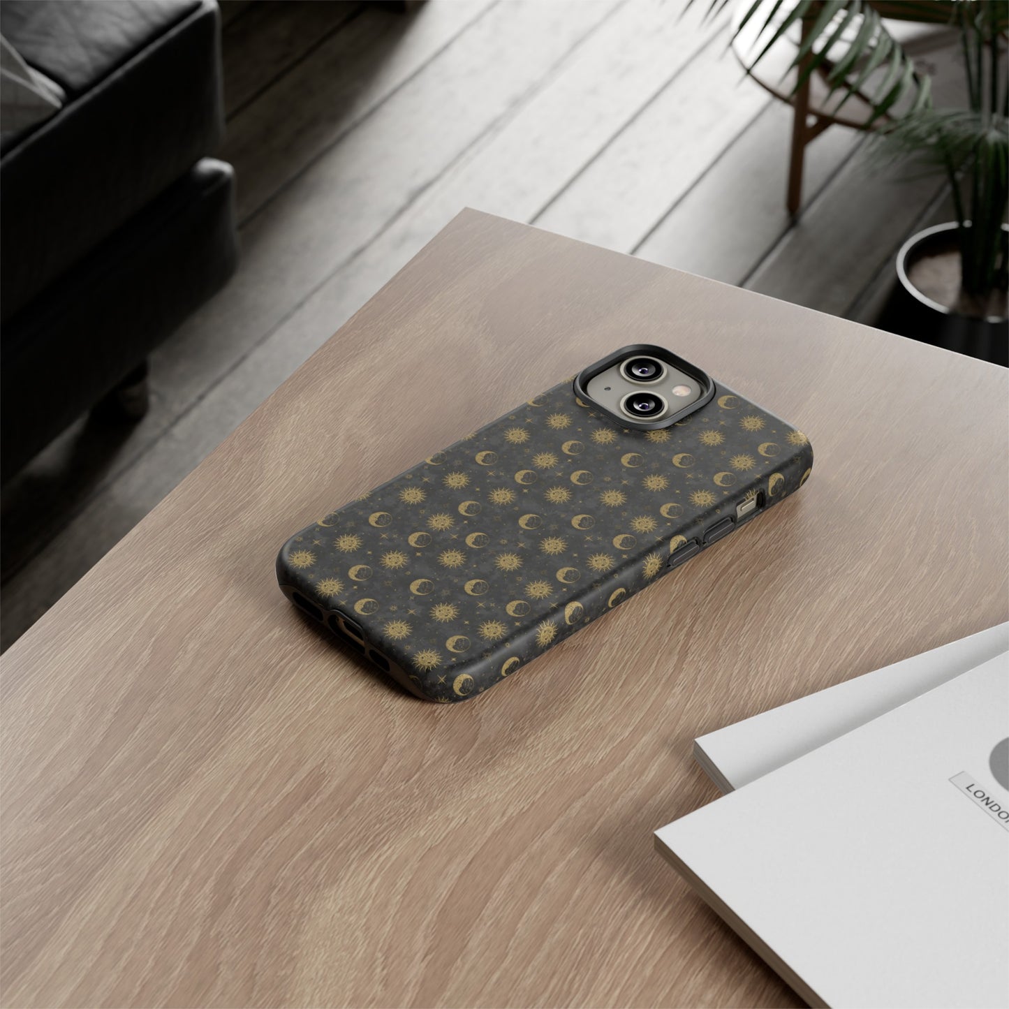 Apple I-Phone 14 (Series)-Tough Case-Phone Case: The Sun, The Moon, And The Stars [Gold Suns, Smiling Moons]