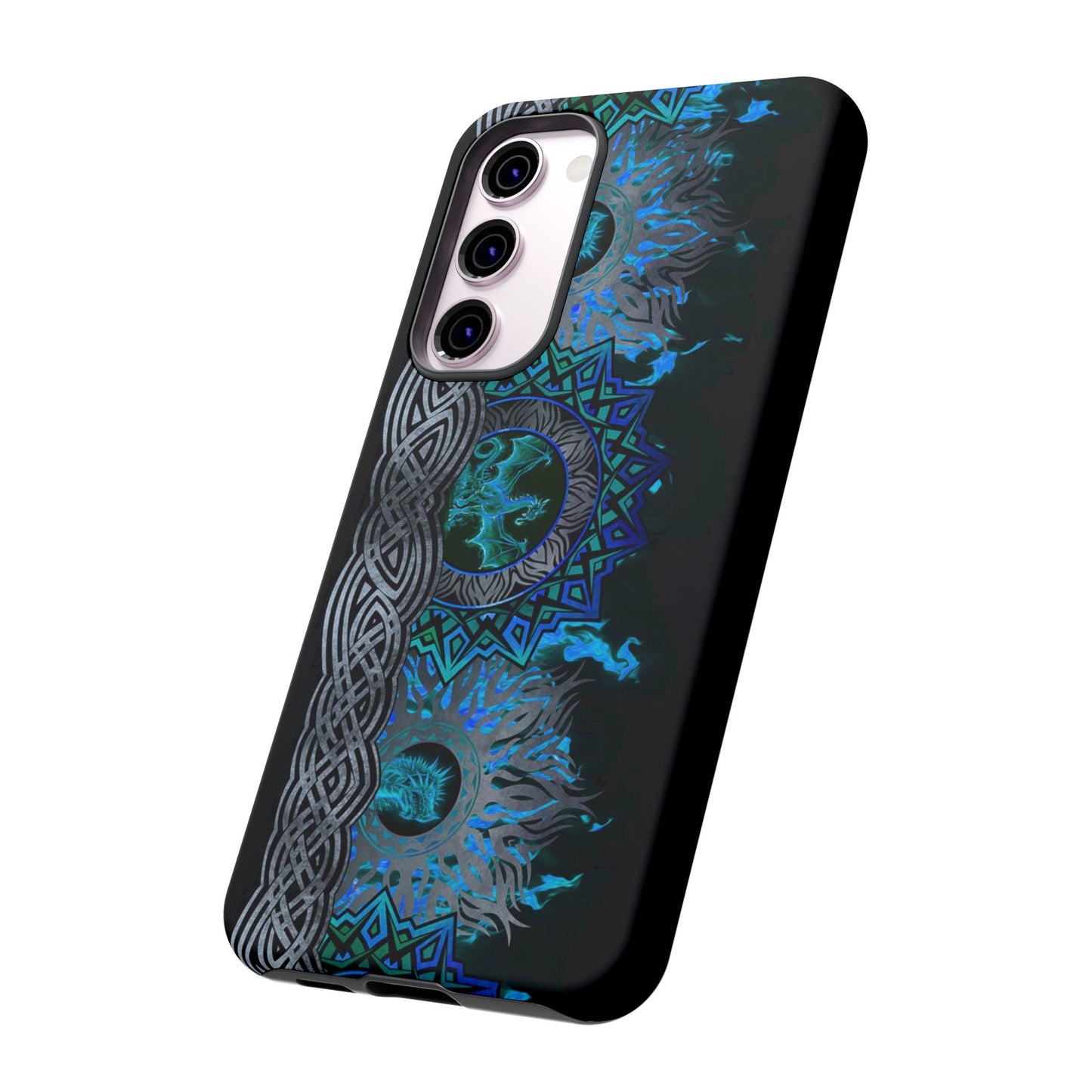 Samsung Galaxy S23 - Tough Case-Phone Case: Dragons-Blue Fury Border