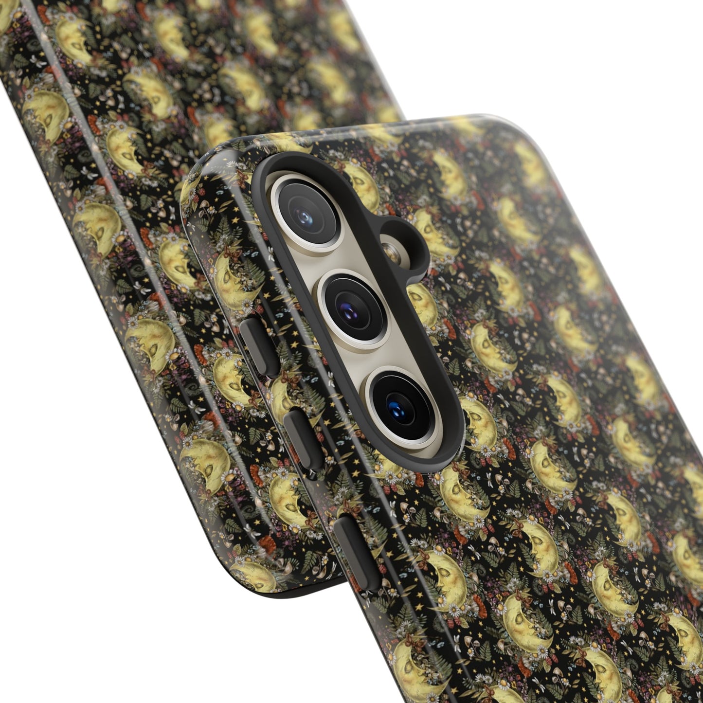 Samsung Galaxy Series Tough Case-Phone Case: The Sun, The Moon, And The Stars [Moon With Flowers]