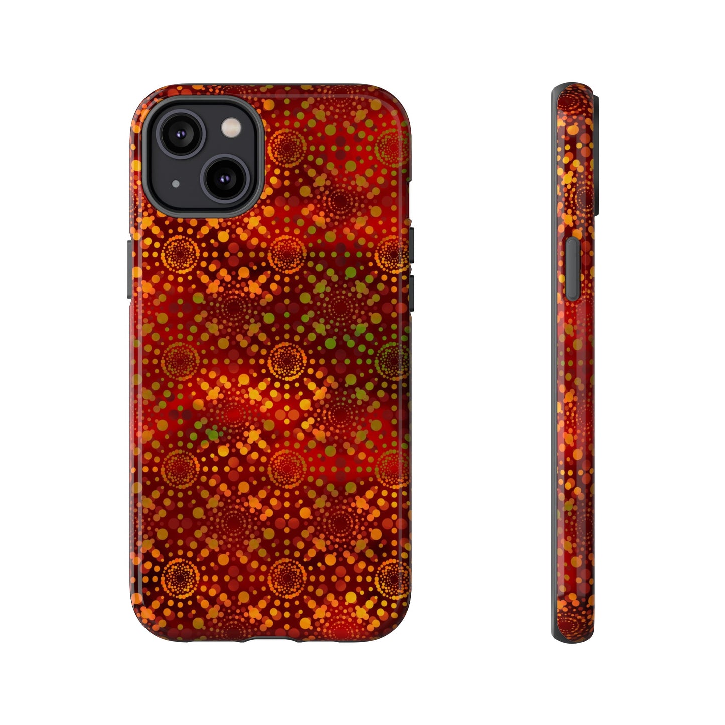 Apple I-Phone 14 (Series)-Tough Case-Phone Case:  Dreamscapes [Red Kaleidoscopes]