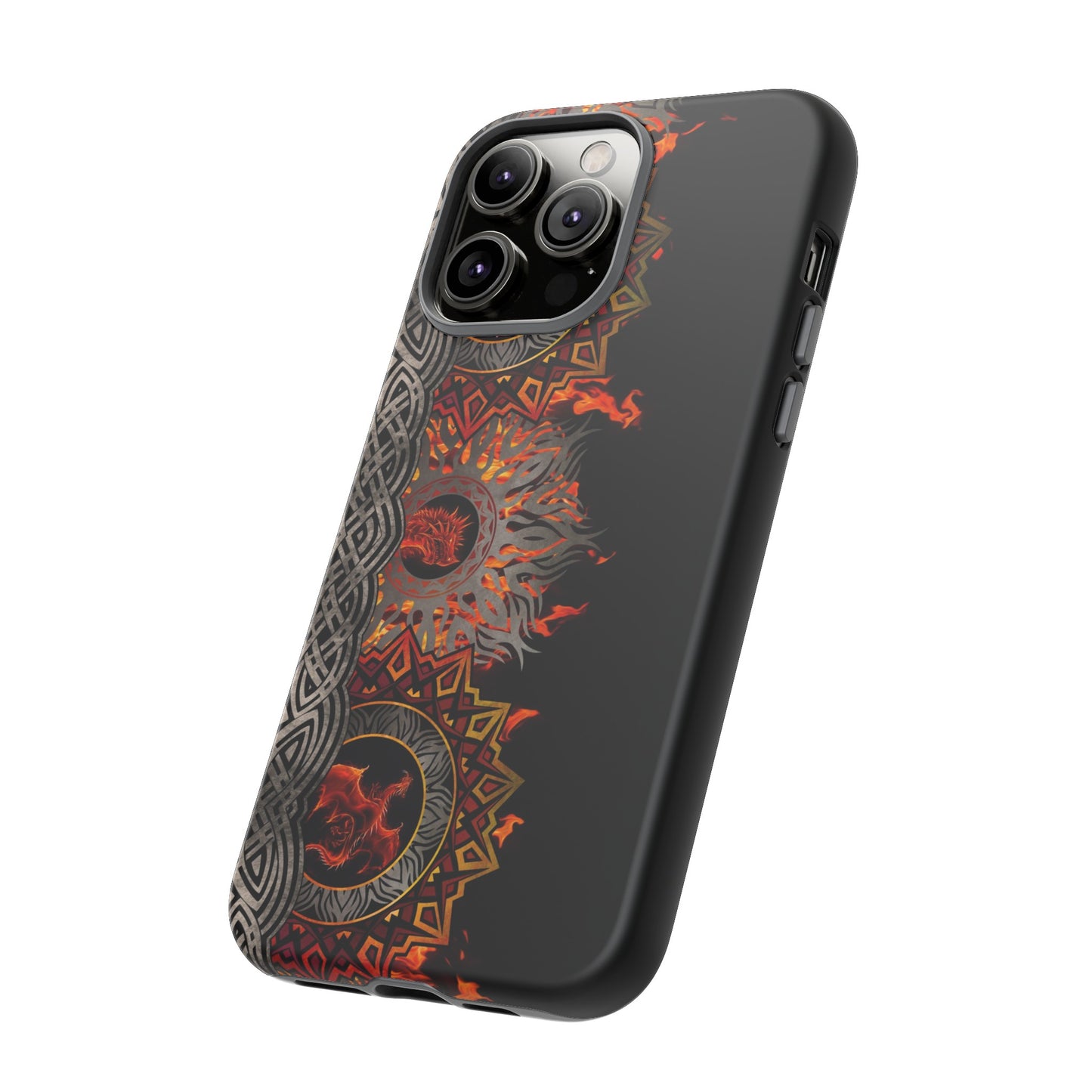 Apple I-Phone 14 (Series) Tough Case-Phone Case: Dragons [Red Fury Border]