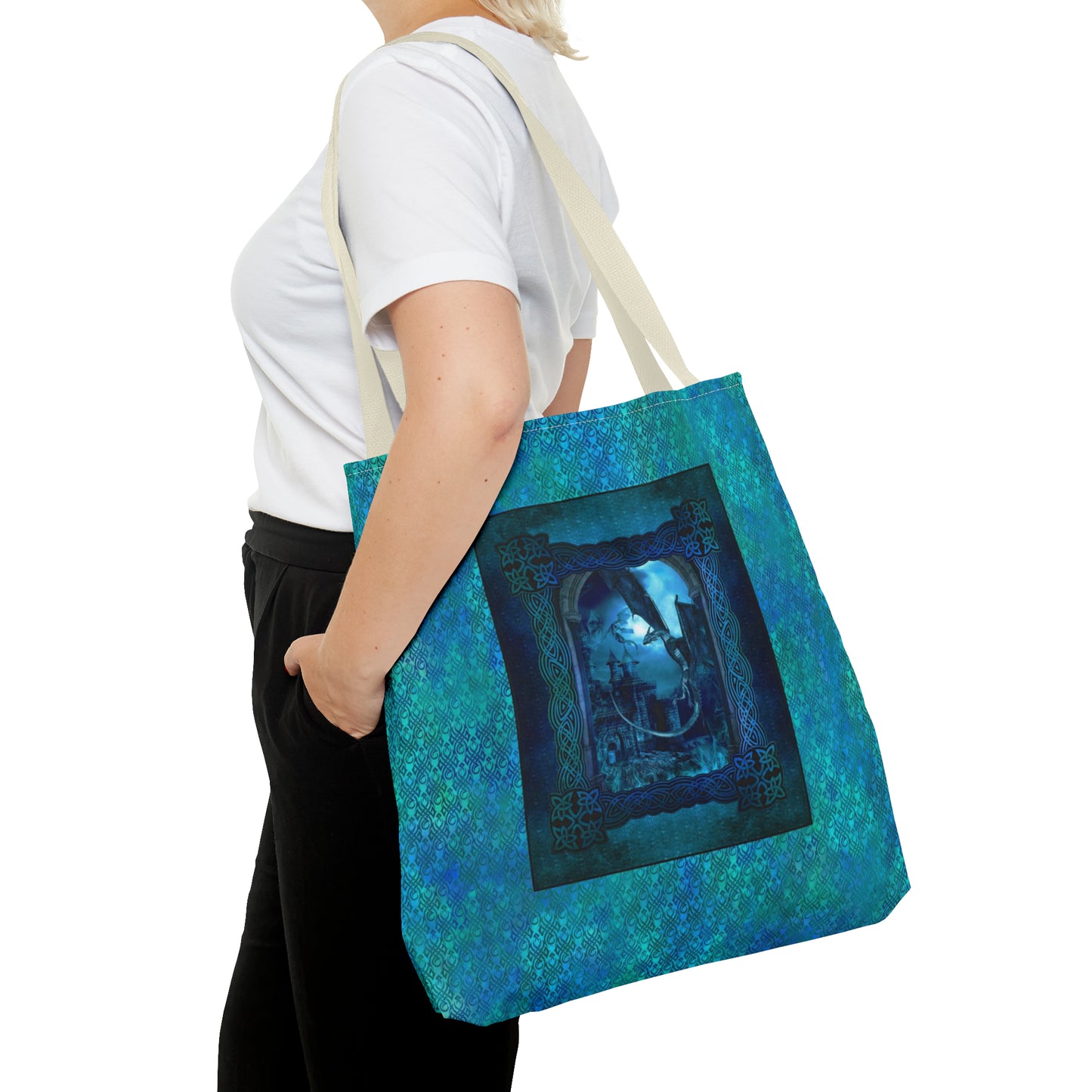 Tote Bag:  large-18x18;  "Dragons" [Blue Fury Panel]