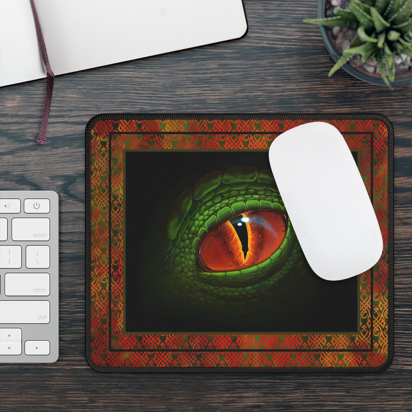 Mouse Pad-Gaming;  9x7 - "Dragons" [Fire Red-Green Eye] -