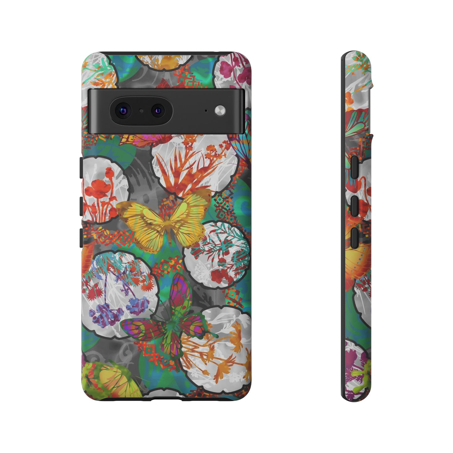 Android Google Pixel (Series) Tough Case-Phone Case:  Dreamscapes [Green Butterflies]