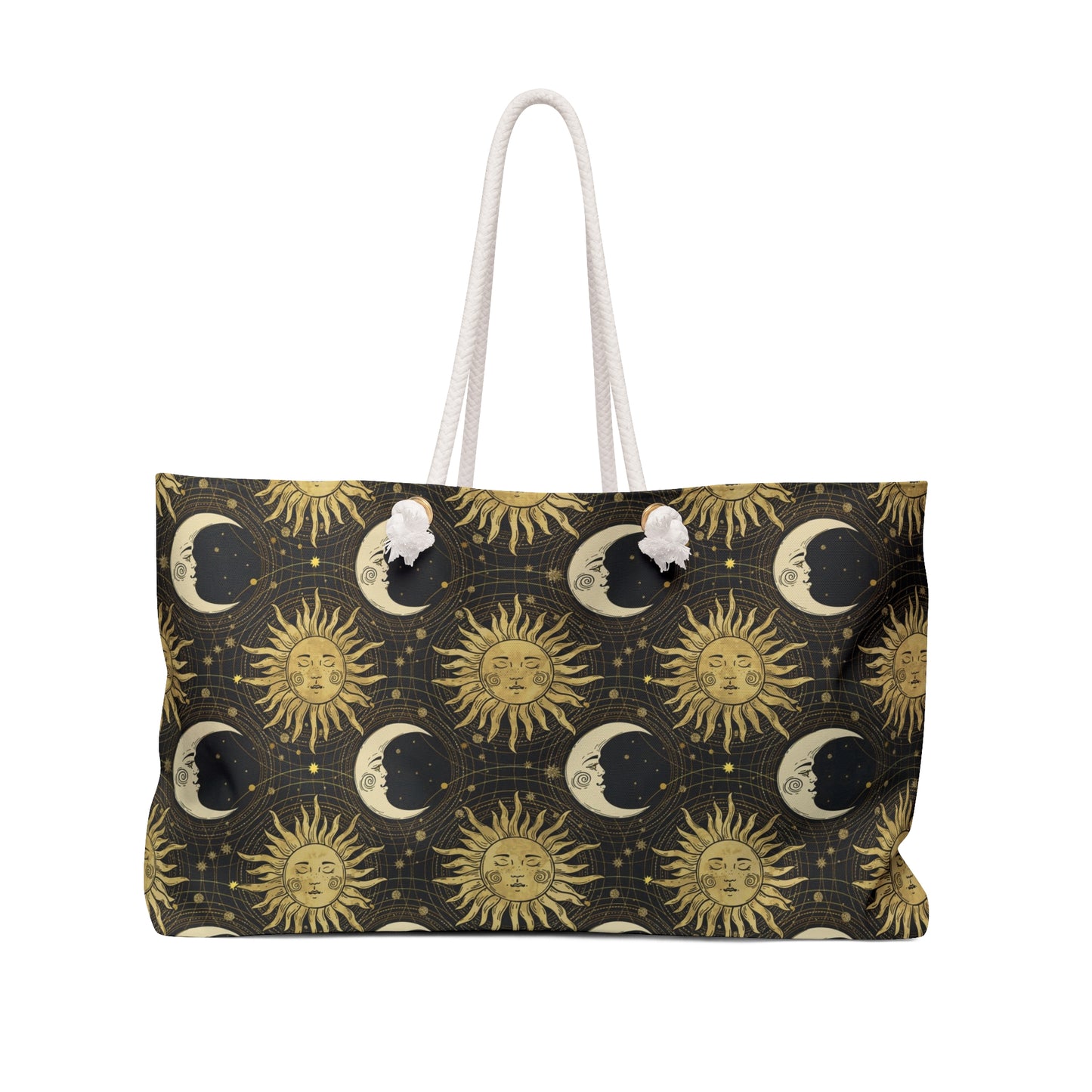 Weekender Tote Bag (Large):  The Sun, The Moon, And The Stars [Gold Suns, Smiling Moons]